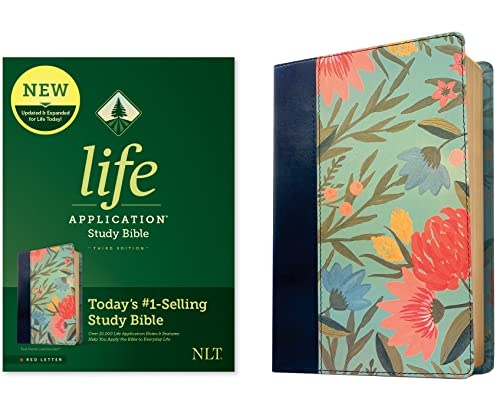 NLT Life Application Study Bible, Third Edition (Red Letter, LeatherLike, Teal Floral)