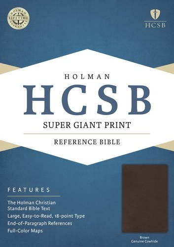 HCSB Super Giant Print Reference Bible, Brown Genuine Cowhide