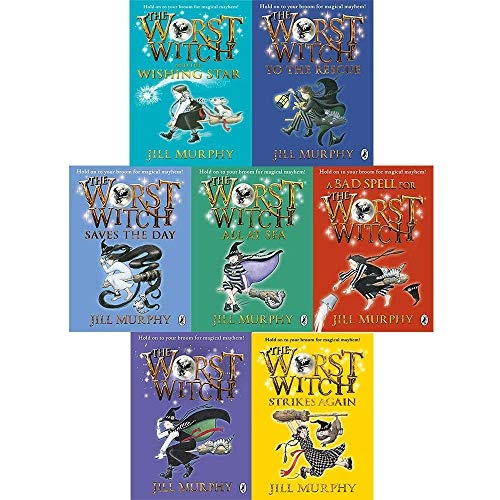 The Worst Witch 7 Books Collection Set By Jill Murphy (Wishing Star, Bad Spell, Worst Witch, Strikes Again, Saves the Day, Rescue, All at Sea)