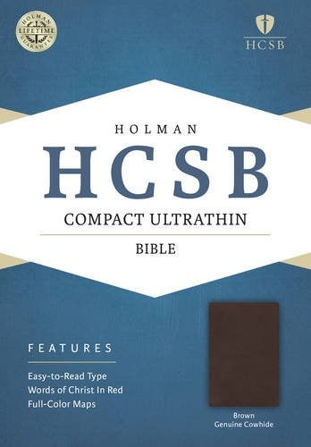 HCSB Compact Ultrathin Bible, Brown Genuine Cowhide