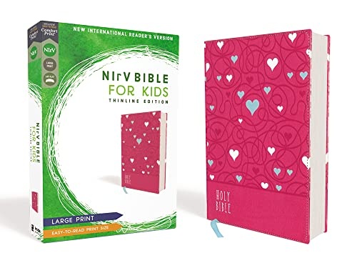 NIrV, Bible for Kids, Large Print, Leathersoft, Pink, Comfort Print: Thinline Edition