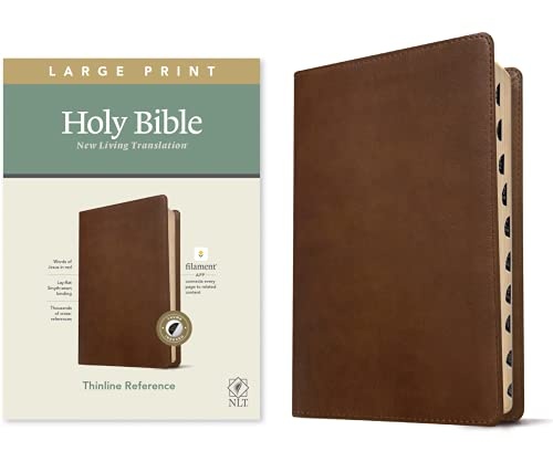 NLT Large Print Thinline Reference Bible, Filament Enabled Edition (Red Letter, Leatherlike, Rustic Brown, Indexed)