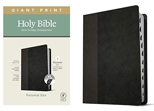 NLT Personal Size Giant Print Bible, Filament Enabled Edition (Red Letter, Leatherlike, Black/Onyx, Indexed)