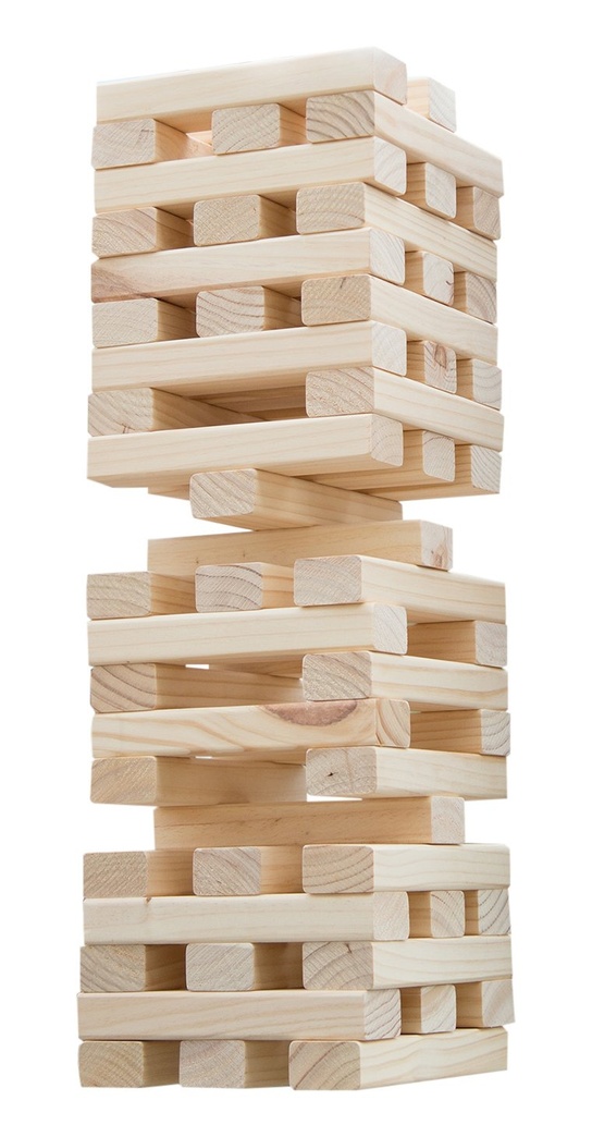 Hey! Play! Nontraditional Giant Wooden Blocks Tower Stacking Game, Outdoor Yard Game, for Adults, Kids, Boys and Girls