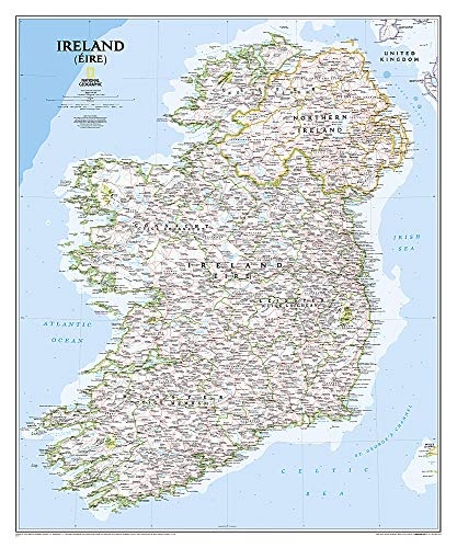 National Geographic: Ireland Classic Wall Map (30 x 36 inches) (National Geographic Reference Map)