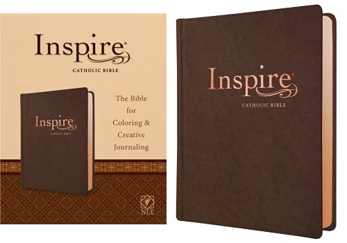 Inspire Catholic Bible NLT (LeatherLike, Dark Brown): The Bible for Coloring & Creative Journaling