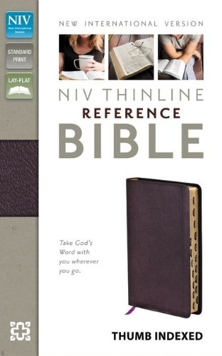 NIV, Thinline Reference Bible, Bonded Leather, Burgundy, Indexed, Red Letter Edition