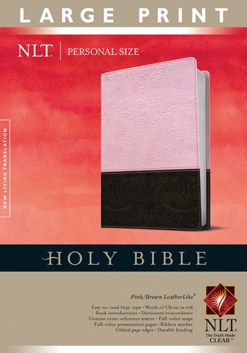 Holy Bible NLT, Personal Size Large Print edition, TuTone (Red Letter, LeatherLike, Pink/Brown, Indexed)