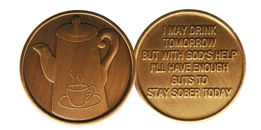 Coffee Pot-Bronze-AA Alcoholics Anonymous-ACA-AL-ANON -Sober-Sobriety-Recovery-Medallion-Coin-Chip by Generic