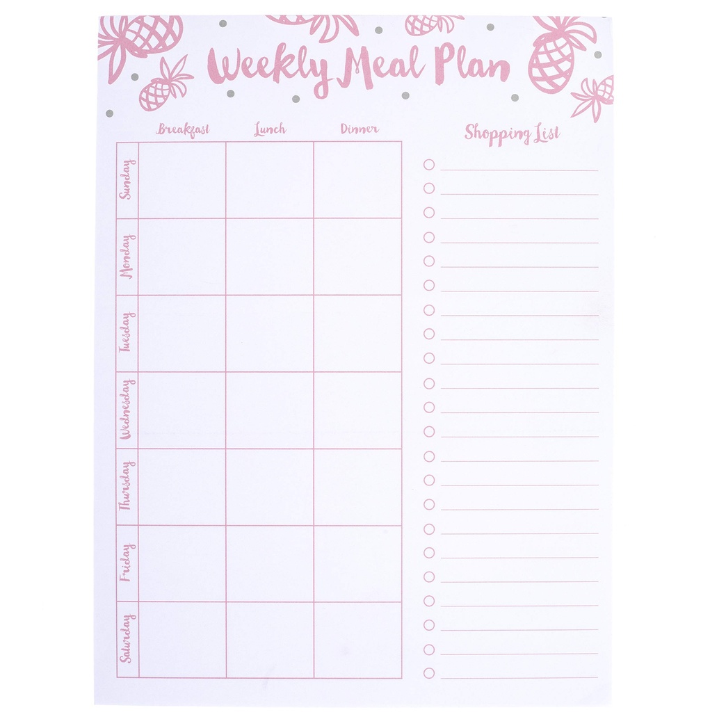 Graphique Pineapple Meal Plan Large Notepad - Fun Notepad w/ 150 Custom Pineapple Pages w/Food Shopping List and Daily 3-Meal Organizer to Manage Diet & Budget 6" x 8"