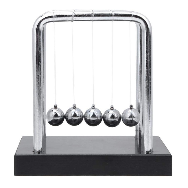 HEEPDD Small Newtons Cradle, Steel Pendulum Balls with Solid Wooden Base Science Physical Stress Relief Toy for Home Office Desktop Decorative Ornament