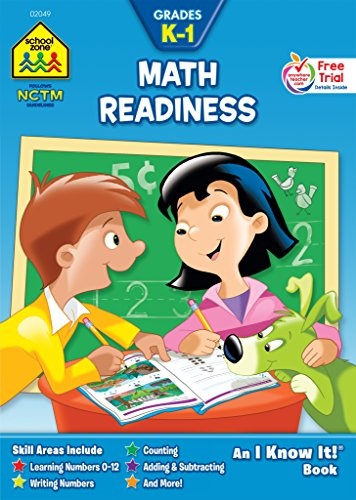 School Zone - Math Readiness Workbook - Ages 4 to 6, Kindergarten, 1st Grade, Numbers 0-12, Counting, Addition, Subtraction, Shapes, Tracing, and More (School Zone I Know It!Â® Workbook Series)