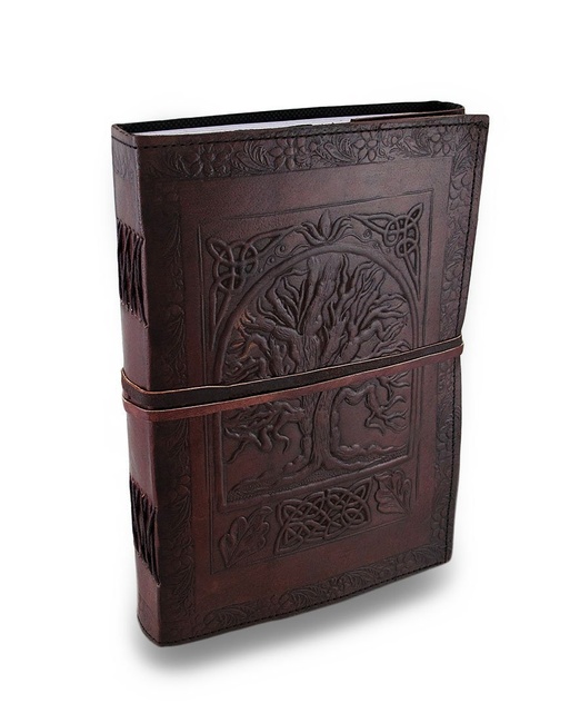 10" Handmade Leather Journal tree of life embossed Writing Pad Blank Notebook Notepad For Men & Women Unlined Paper Art Sketchbook Travel Diary To Write Book Of Shadows Refillable Grimoire Large