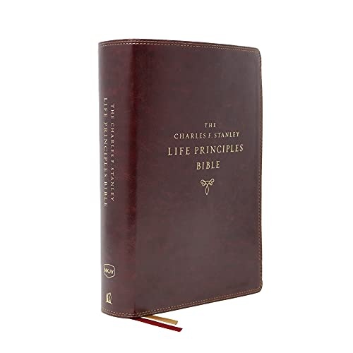 NKJV, Charles F. Stanley Life Principles Bible, 2nd Edition, Leathersoft, Burgundy, Indexed, Comfort Print