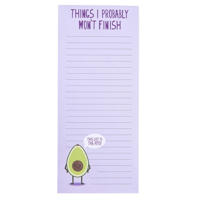 Graphique Magnetic Notepad - Purple Punny Avocado Grocery and Shopping List - Fun Decorative To-Do List - Perfect House Warming Gifts - 100 Tear off Sheets (4" x 9.25" x .5")