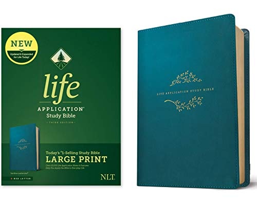 Tyndale NLT Life Application Study Bible, Third Edition, Large Print (LeatherLike, Teal Blue, Red Letter) â New Living Translation Bible, Large Print Study Bible for Enhanced Readability