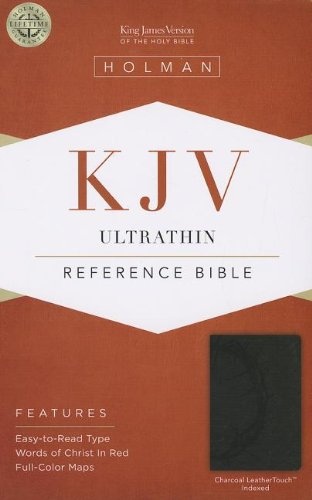 KJV Ultrathin Reference Bible, Charcoal LeatherTouch Indexed