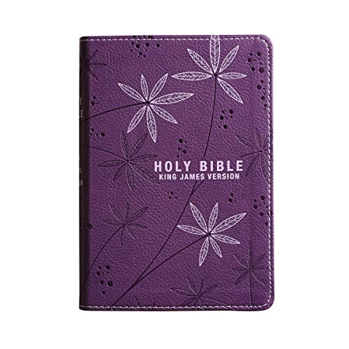 KJV Holy Bible, Compact Bible - Floral Purple Faux Leather Bible w/Ribbon Marker, Red Letter Edition, King James Version
