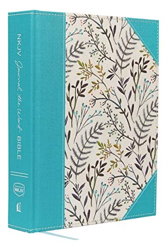 NKJV, Journal the Word Bible, Large Print, Cloth over Board, Blue Floral, Red Letter: Reflect, Journal, or Create Art Next to Your Favorite Verses