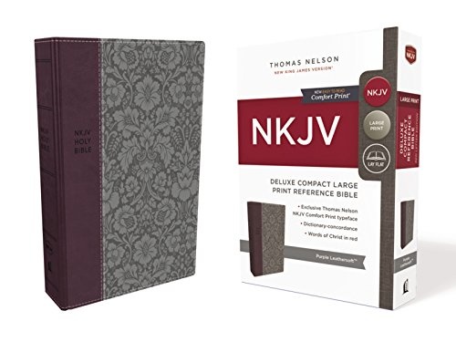 NKJV, Deluxe Reference Bible, Compact Large Print, Imitation Leather, Purple, Red Letter Edition, Comfort Print