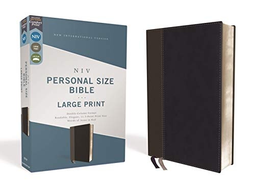NIV, Personal Size Bible, Large Print, Leathersoft, Black, Red Letter Edition, Comfort Print