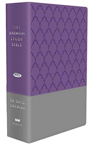 The Jeremiah Study Bible, NKJV: (Purple & Gray burnished w/ decorative pattern) LeatherLuxeÂ®: What It Says. What It Means. What It Means for You.