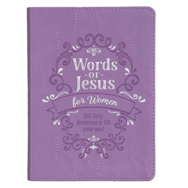 Words Of Jesus For Women, 366-Day Devotional For Women On The Words Of Jesus Purple Faux Leather Flexcover Gift Book w/Ribbon Marker