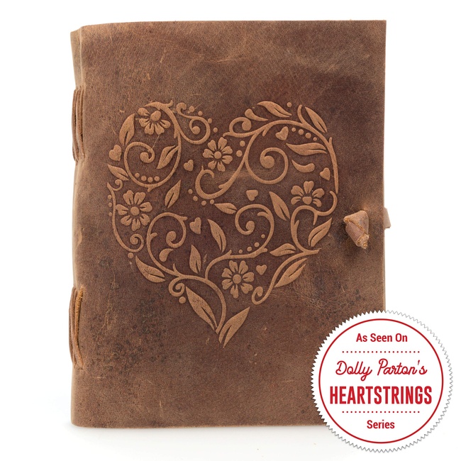 Genuine Leather Journal for Women - Beautiful Handmade Leather Bound Notebook with Embossed Heart Cover - for Daily Drawing and Sketching - Perfect 8 x 6 Inches Size for Travel or Writing on The Go
