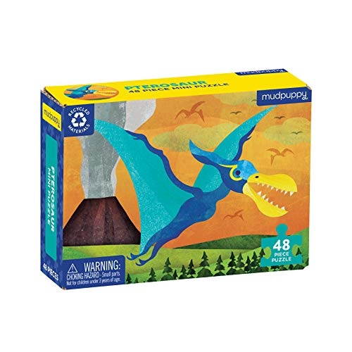 Mudpuppy Pterosaur Mini Puzzle, 48 Pieces, 8â x 5.75â â Perfect Family Puzzle for Ages 4+ â Jigsaw Puzzle Featuring a Colorful Illustration of a Pterosaur Dinosaur, Informational Insert Included