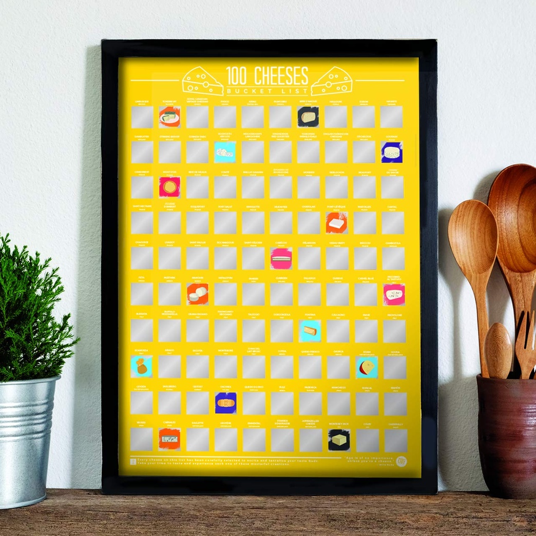 100 Cheeses Bucket List Scratch Poster