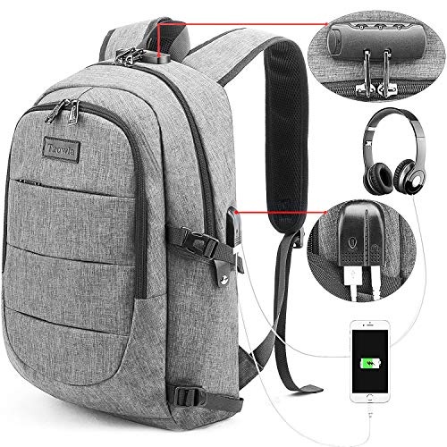Travel Laptop Backpack Water Resistant Anti-Theft Bag with USB Charging Port and Lock 17.3 Inch Computer Business Backpacks for Women Men College School Student Gift,Bookbag Casual Hiking Daypack