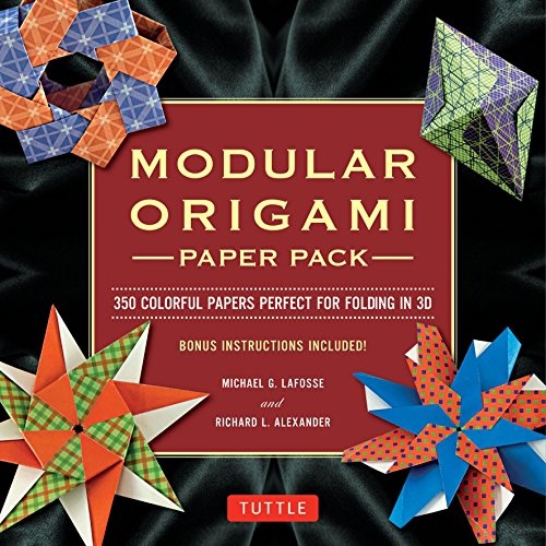 Modular Origami Paper Pack: 350 Colorful 3(" size) Papers for Folding in 3D: Tuttle Origami Paper and instruction book of 6 models