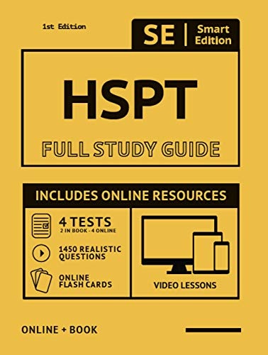 HSPT Full Study Guide 2nd Edition: Complete Subject Review with Online Video Lessons, 4 Full Practice Tests, 1,450 Realistic Questions BOTH in the book and online PLUS online flashcards