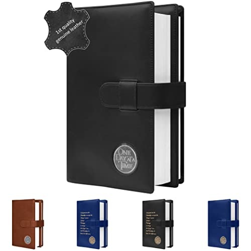 Genuine Leather Double AA Big Book Cover & 12 Steps & 12 Traditions | Medallion Holder | by Galileo | Perfect Gift | Alcoholics Anonymous (Genuine Leather, Black)