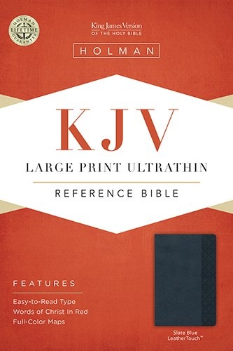 KJV Large Print Ultrathin Reference Bible, Slate Blue LeatherTouch