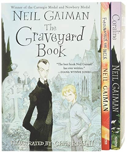 Neil Gaiman/Chris Riddell 3-Book Box Set: Coraline; The Graveyard Book; Fortunately, the Milk