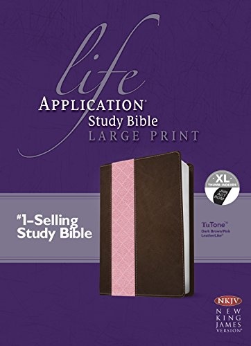 NKJV Life Application Study Bible, Second Edition, Large Print, TuTone (Red Letter, LeatherLike, Dark Brown/Pink, Indexed)
