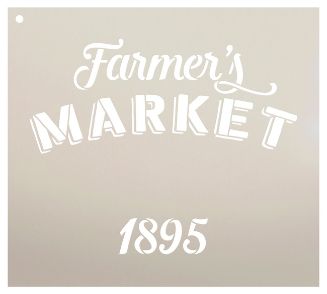 Farmer's Market 1895 Stencil by StudioR12 | Country Store Sign Word Art - Reusable Mylar Template | Painting, Chalk, Mixed Media | DIY Decor - STCL2335 - Select Size (10" x 9")