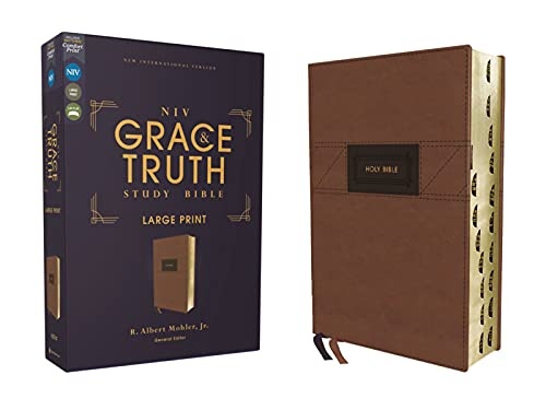 Niv, the Grace and Truth Study Bible, Large Print, Leathersoft, Brown, Red Letter, Thumb Indexed, Comfort Print