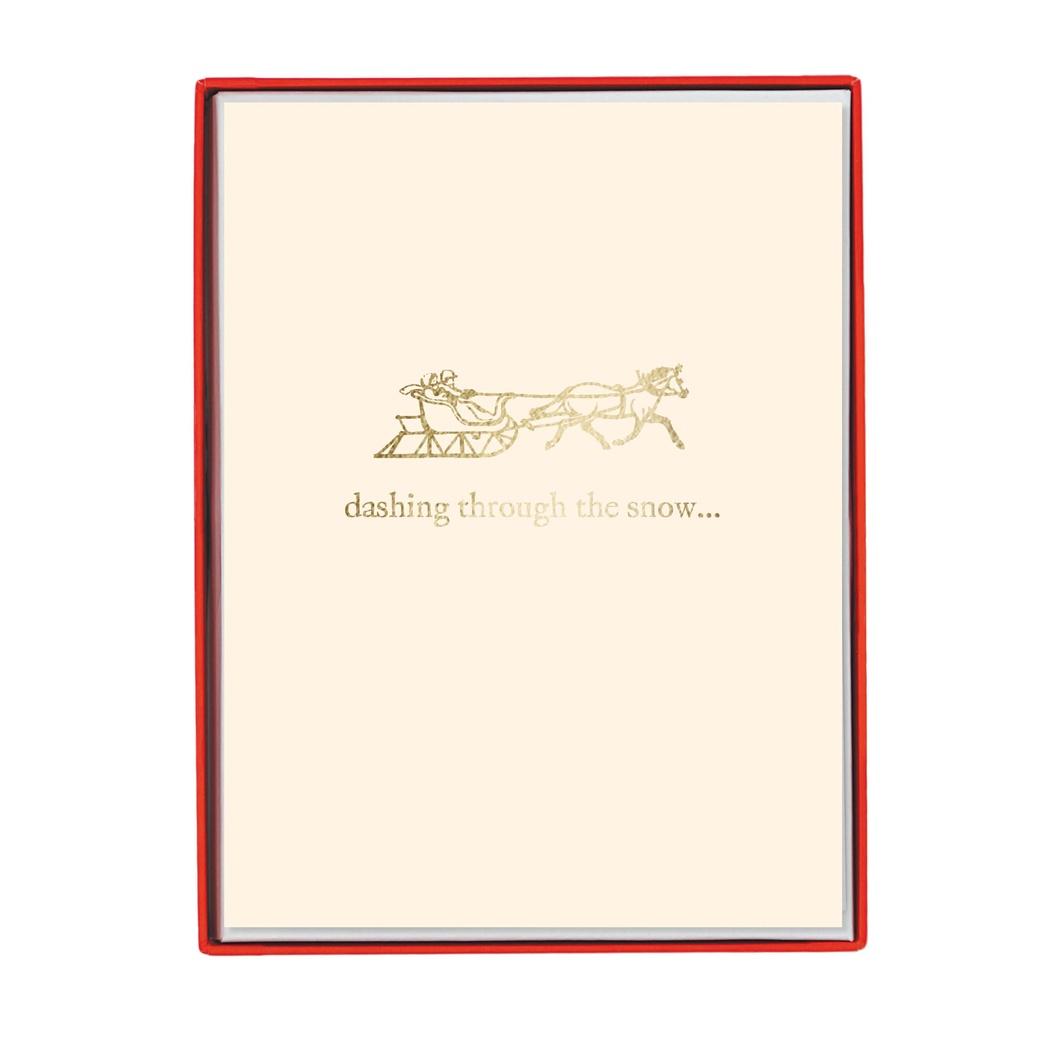 Graphique Dashing Through The Snow Holiday Petite Boxed Cards – 15 Cards Embellished with Gold Foil, Includes Matching Envelopes and Storage Box, Cards Measure 3.25” x 4.75”