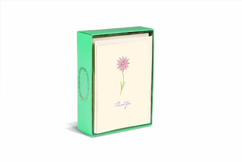 Graphique Lavender La Petite Presse Notecards, 10 Durable Embellished Gold Foil Hanging Lavender Notes with Matching Envelopes, 3.25" x 4.75 (A Single Daisy)