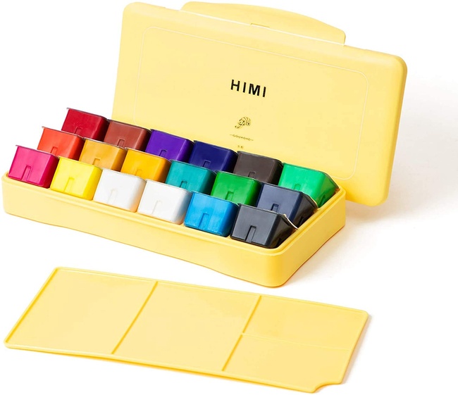Miya HIMI Gouache Paint Set, 18 Colors x 30ml with a Palette & a Carrying  Case, Unique Jelly Cup Design, Guache Paint on Canvas Watercolor Paper -  Perfect for Beginners, Students, Artists(Yellow