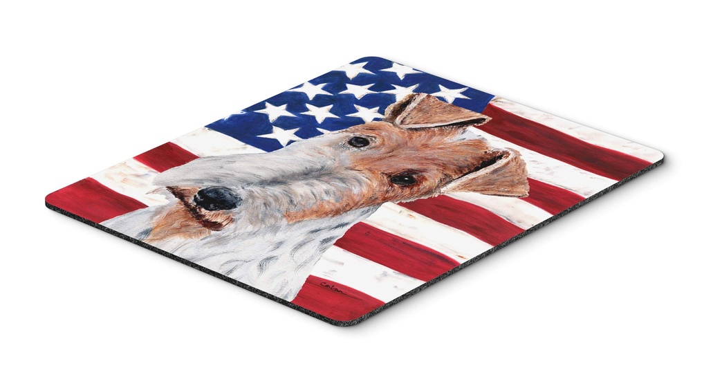 Caroline's Treasures SC9628MP Wire Fox Terrier with American Flag USA Mouse Pad, Hot Pad or Trivet, Large, Multicolor