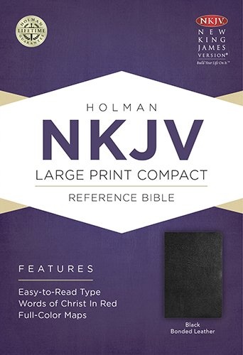 NKJV Large Print Compact Reference Bible, Black Bonded Leather