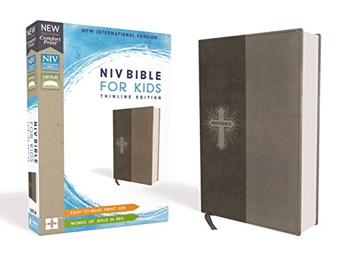 NIV, Bible for Kids, Leathersoft, Gray, Red Letter, Comfort Print: Thinline Edition