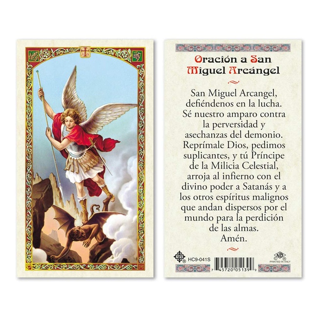 Oracion a San Miguel Arcangel Laminated Prayer Cards - Pack of 25- in Spanish Espanol
