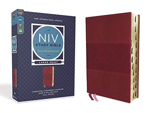 NIV Study Bible, Fully Revised Edition, Large Print, Red Letter, Thumb Indexed, Comfort Print [Burgundy]