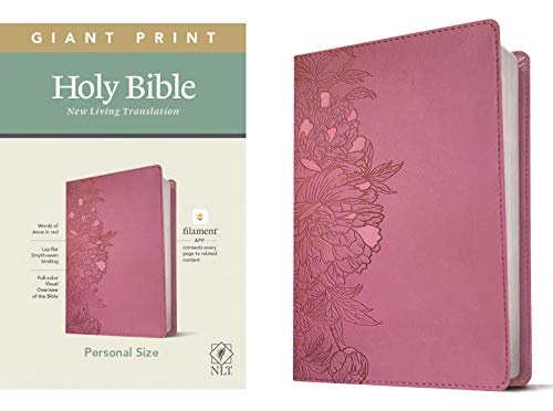NLT Personal Size Giant Print Holy Bible (Red Letter, LeatherLike, Peony Pink): Includes Free Access to the Filament Bible App Delivering Study Notes, Devotionals, Worship Music, and Video