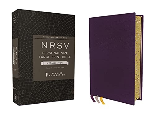 NRSV, Personal Size Large Print Bible with Apocrypha, Premium Goatskin Leather, Purple, Premier Collection, Comfort Print