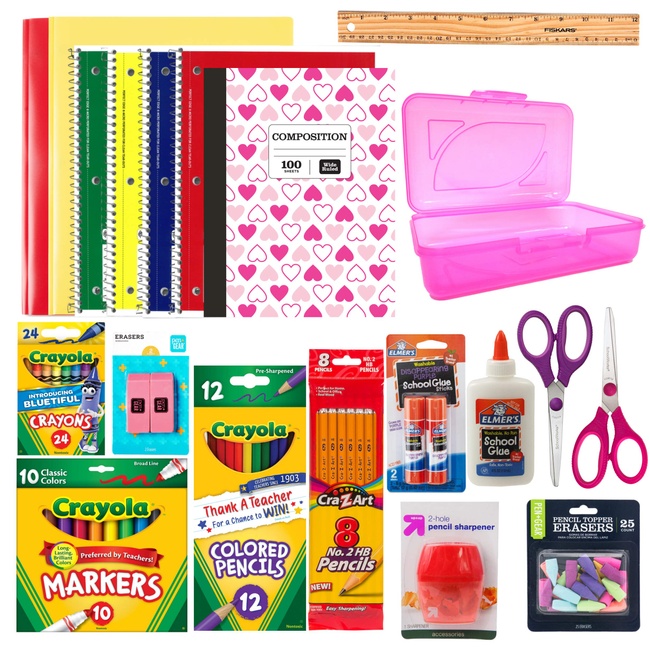 Back to School Essentials Supplies Pack Kit Bundle - Grades K-8